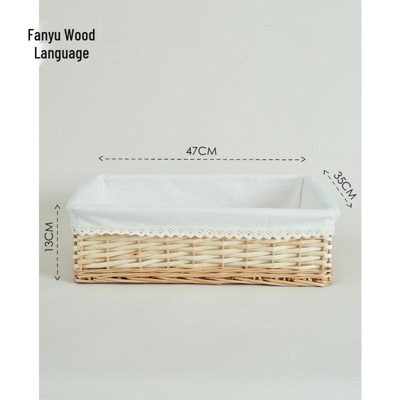 Woven Bamboo Fabric Storage Basket for Snacks and Sundries