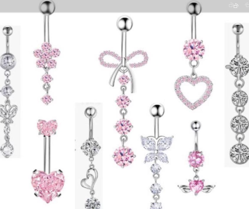 Conjunto Exquisito de Piercing de Umbigo de Aço Inoxidável com Zircônia - Joias Super Brilhantes para Piercing Corporal