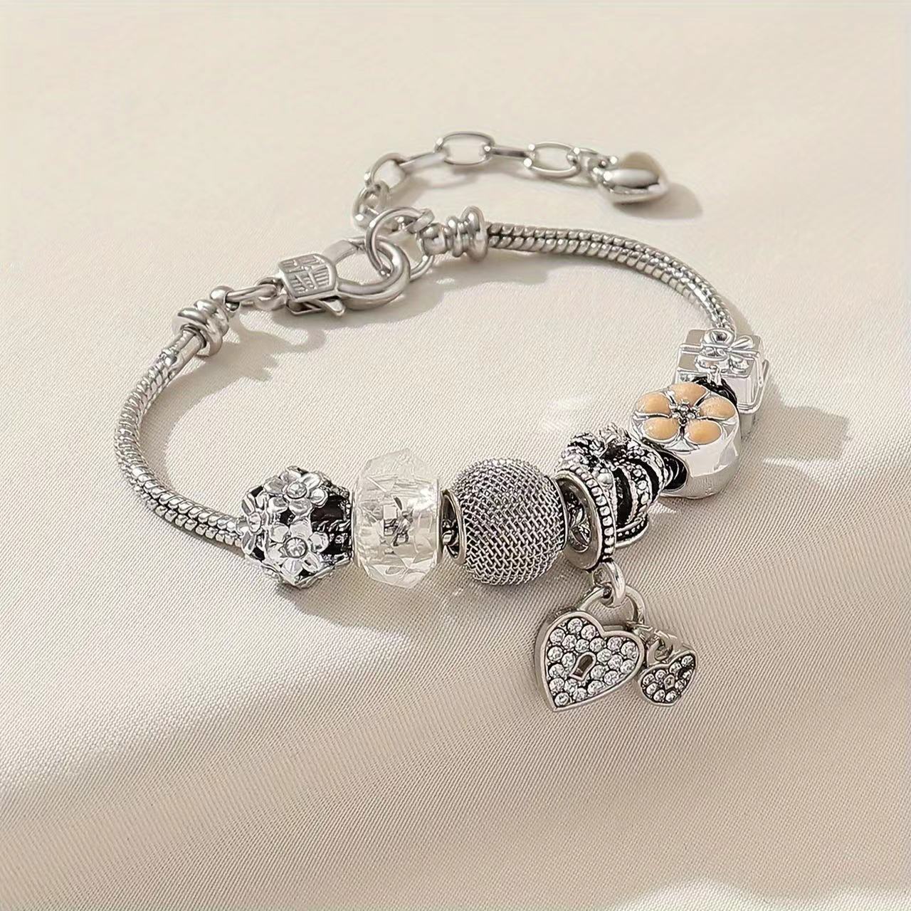 

1 шт. Минималистичный и атмосферный браслет из бусин в виде сердца розы с масляной капелью, модные браслеты из бусин в виде лебедя и фонаря с масляной росписью серебряный