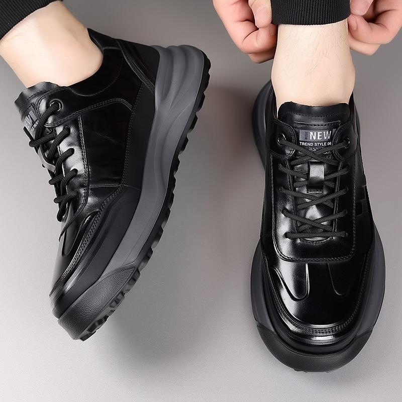 Fashion Designer New Genuine Leather Sneakers for Men Spring Autumn Soft-soled Men's Platform Shoes Fashion Retro Male Running Shoes