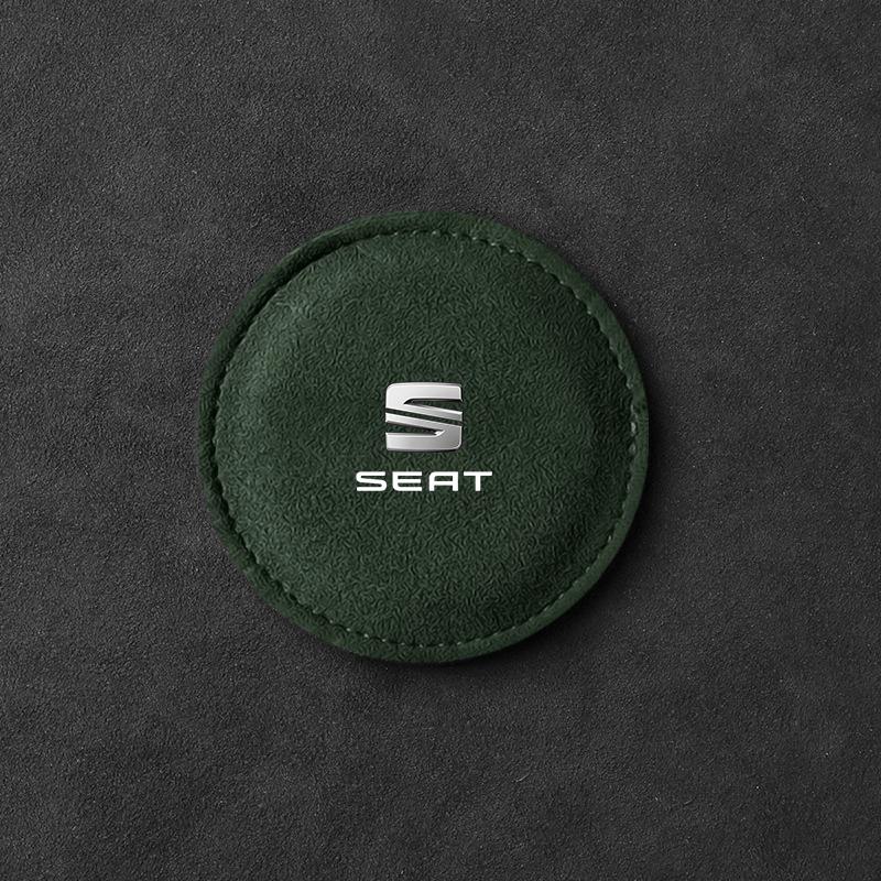 

Car Cup Holder Pad PU Leather Slot Non-slip Coaster Mat Emblem for Seat Alhambra MK3 Leon FR Altea Ibiza Toledo Cordoba Arona Ateca 1Pcs зелёный