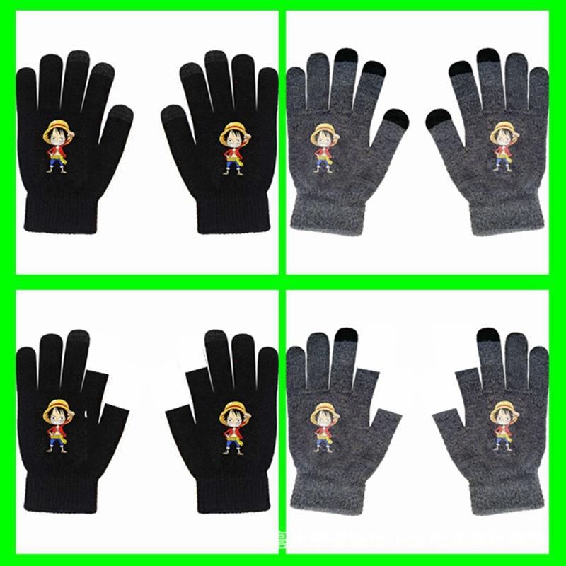 One Piece, Luffy, Chopper, Zolona Mero, Anime Online Game Peripheral Gloves, Gray Full-finger Autumn and Winter Warm and Cold Protection