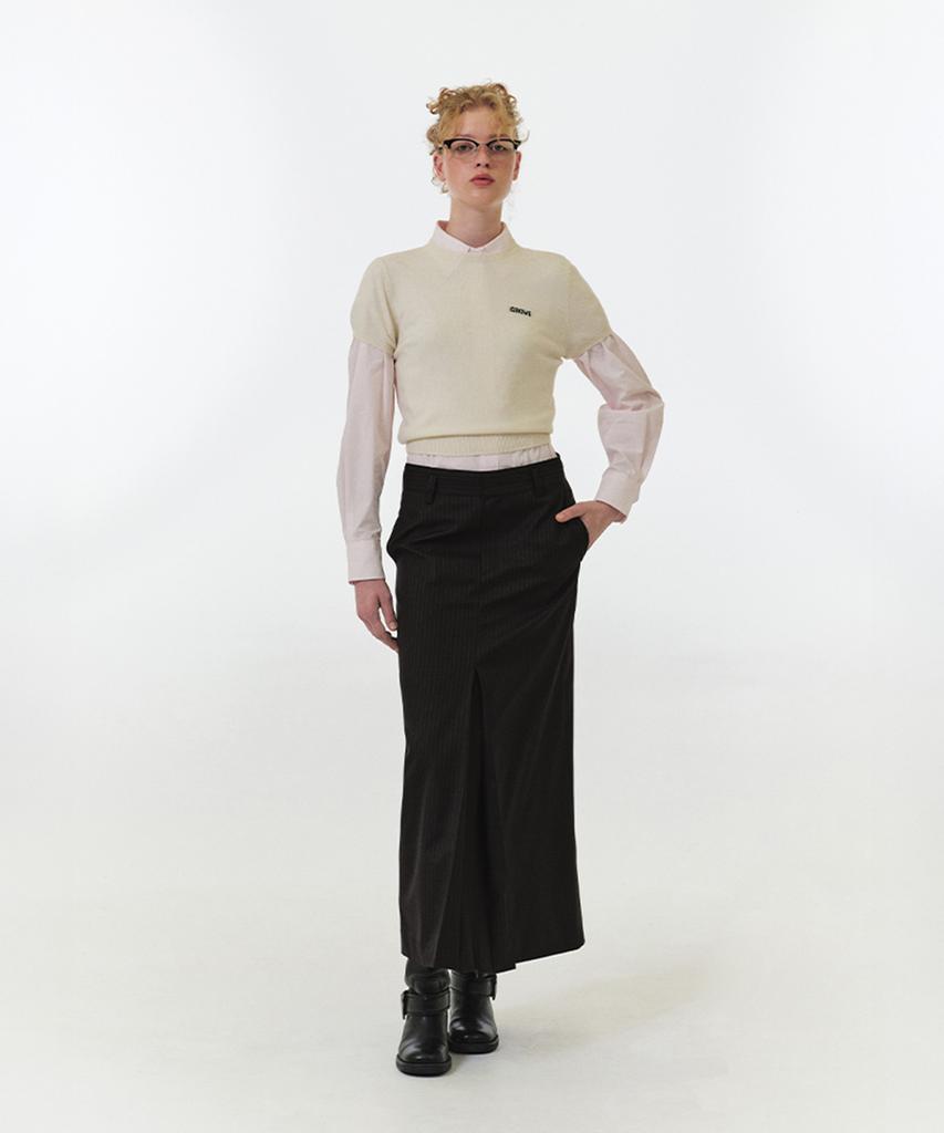 Grove Nixie Stripe Long Skirt (Brown Stripe)