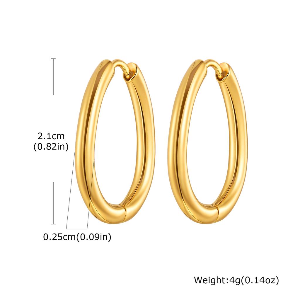 Minimalist Stainless Steel Hoop Earrings For Women, Geometric Oval Heart Gold Plated Huggies Earrings, Chic Jewelry Gift