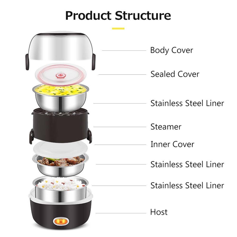 110V Portable Food Warmer 2L Food Heater Portable Heated Bento Box For Picnics