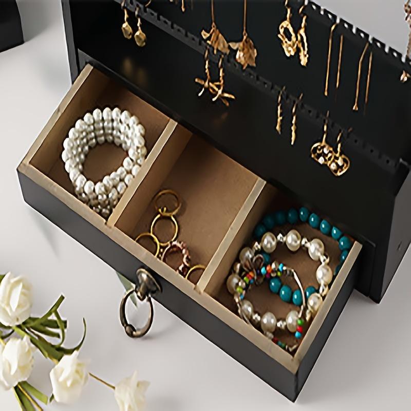 1pc Wooden 5 Tier Stepped Jewellery Stand, Jewellery Stand, Tabletop Earring Organiser Rings Bracelets Necklaces Jewellery Display Stand