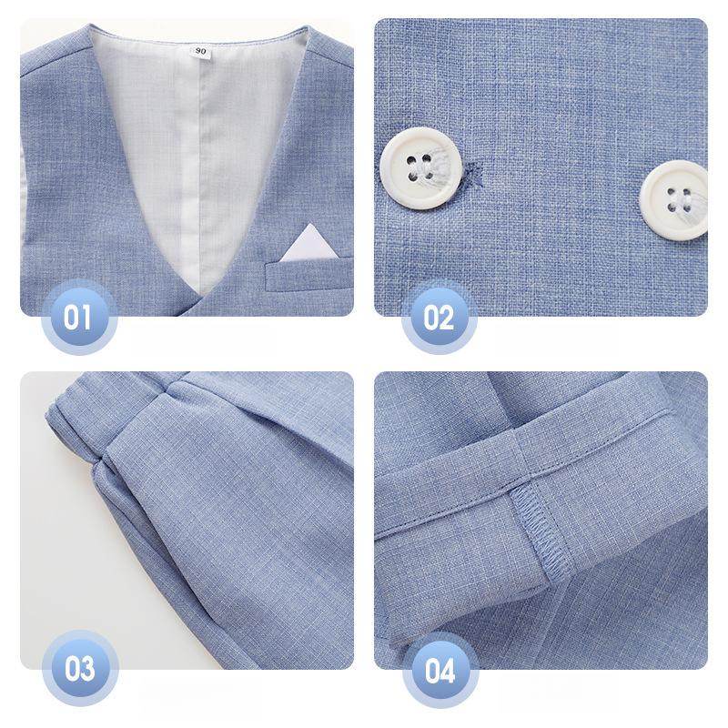 Children's Suit Vest Set Boys Piano Host Performance Outfit Flower Boy Wedding Suit Baby First Birthday Toddler Suit