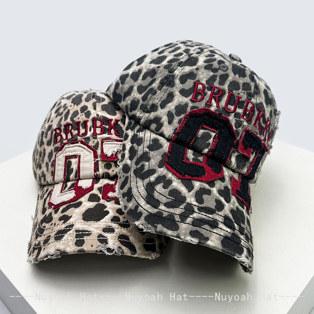 Leopard Print Embroidery Baseball Caps Sun Protection Broken Style All-Match Personalized Peaked Hats Street Style Trendy Ins Style Latest Women