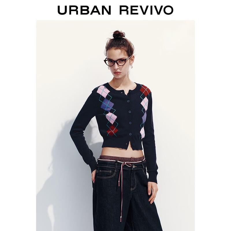 UR Women's Retro Plaid Knit Cardigan