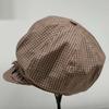 Solid Color Fine Plaid Beret Korean Style Spring Painter Cap Casual Ruffle Octagonal Hat  Ladies