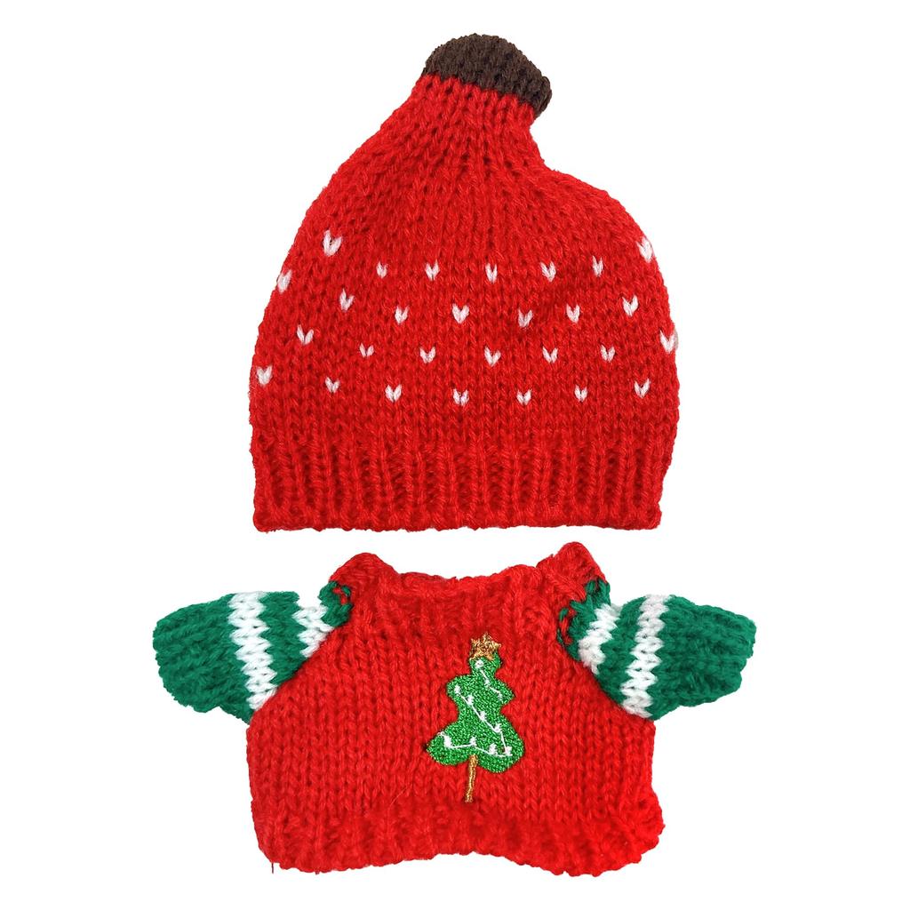 Christmas Sweater Knit Hat Set for 10cm Plush Costume & Tree, Toy, Kigurumi, Accessories, Otaku, Doll, Mascot, K-Pop Doll, [Used]