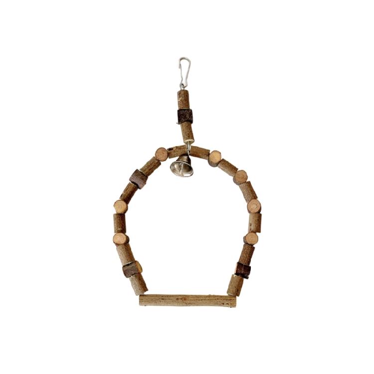 

Wooden Bird Swing Toy With Bells For Conures And Small Sized Bird Entertaining Indoor Cage Hanging Perch Exercise Toy