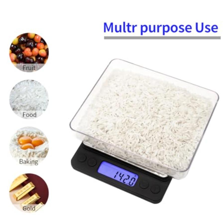 Small Digital Food Kitchen Scale Jewelry Laboratory Measuring Scale Black Mini Pocket Type 3000g01g with Peeling Function 2 Tra