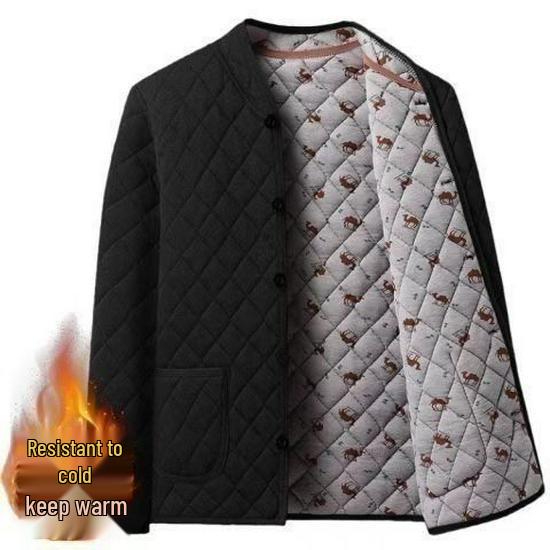 Men's Winter Velvet Set for Seniors: Warm Cotton Jacket and Pants