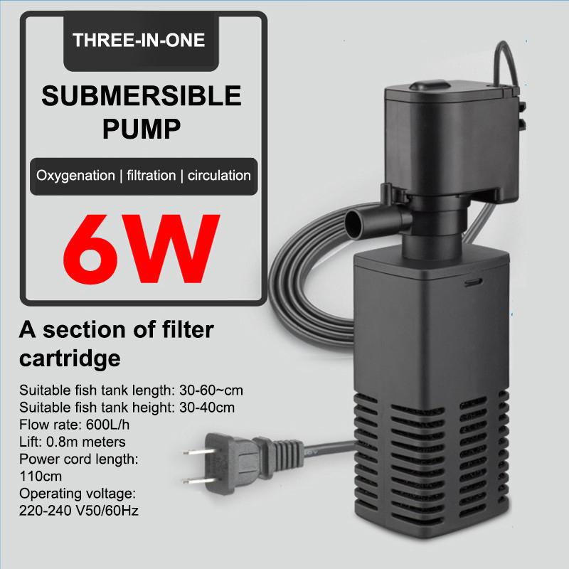 

Пластиковий 3 в 1 Фільтр для акваріума Фільтрація Збільшення кисню Акваріумний фільтр з внутрішньою губкою 4/6/12/20/30 Вт as the picture