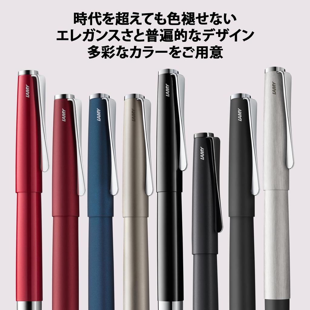 LAMY Studio Matte Brush Fountain Pen Elegant Metal Body Steel Nib Nib Size F Includes LAMY T10 Blue Ink Cartridge - - (Partially Platinum-Plated) - -