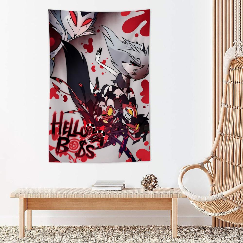 

Anime Hhelluva Boss Tapestry Microfiber Wall Hanging For Bedroom Living Room Decor Outdoor Festival Garden Bar Background 74x94cm(29x37in)