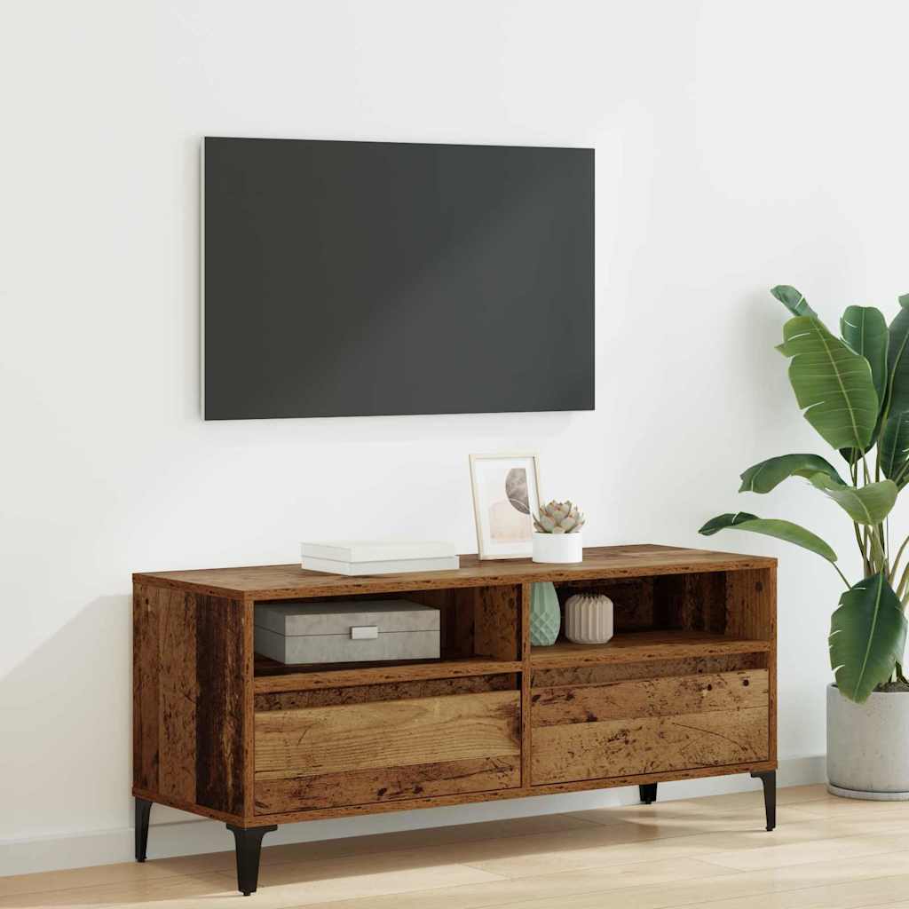 TV Stand Rustic Wood Look 100 x 34.5 x 44.5 cm Engineered Wood and Iron