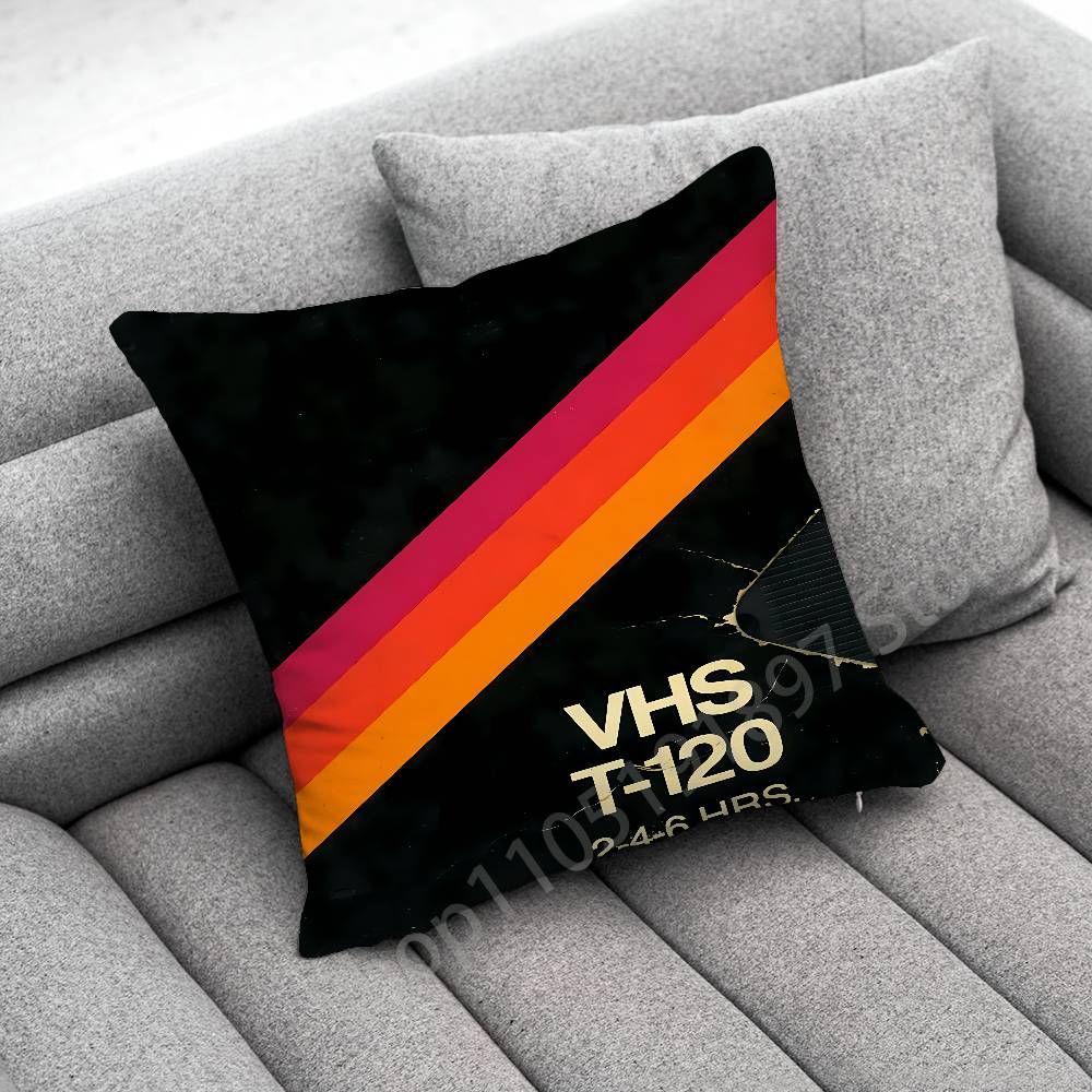 Retro VHS Video Tape Cassette Throw Pillow Case For 50x50cm 40x40cm 55x55cm 45x45cm 30x30cm Square Bedroom Pillowcase Cover