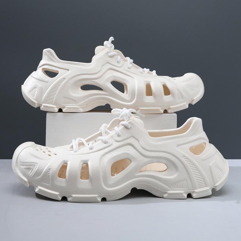 

Нові туфлі з перфорацією на шнурівці, літні дихаючі порожнисті спортивні всеохоплюючі сандалі, чоловіче вуличне пляжне взуття 36-37 білий