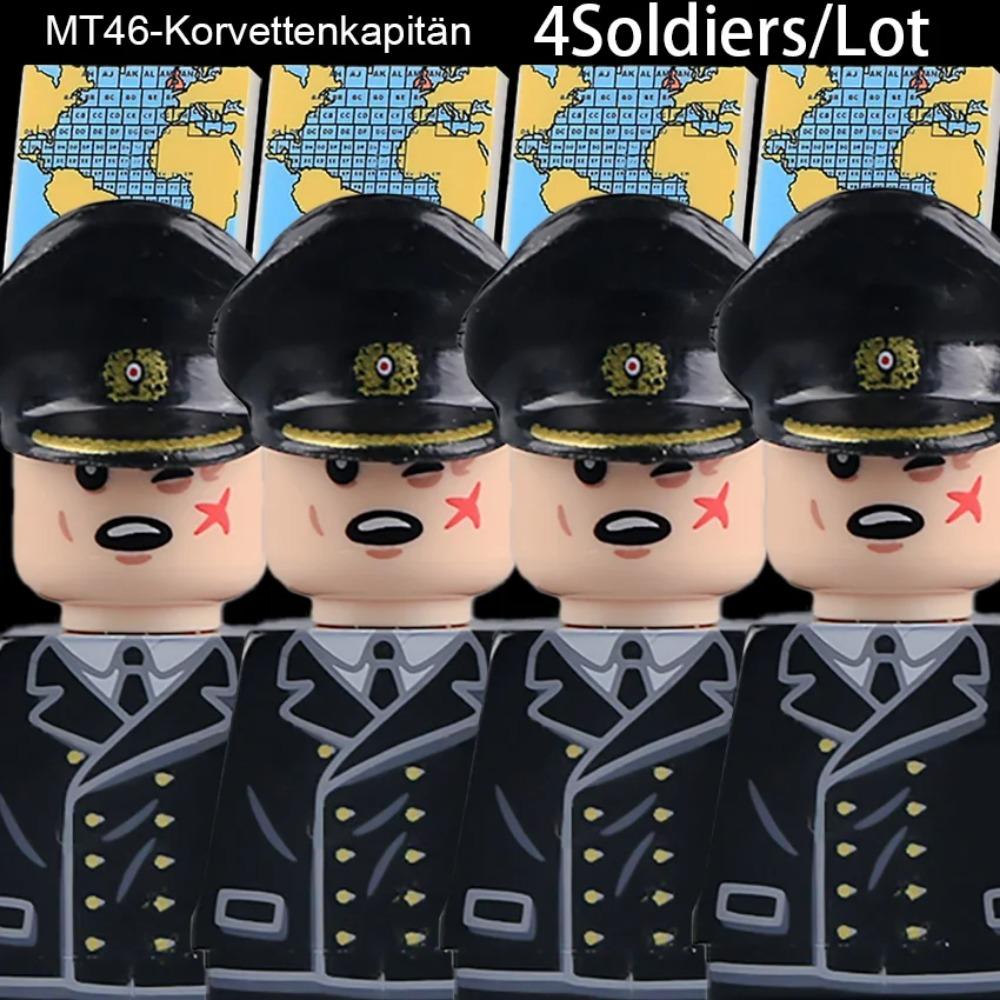 MOC WW2 Německé Vojenské Vojáky Figurky Stavební Bloky Důstojník Armáda Pěchota Čepice Mapa Potištěné Dlaždice Cihly Hračky Kluci Dárek