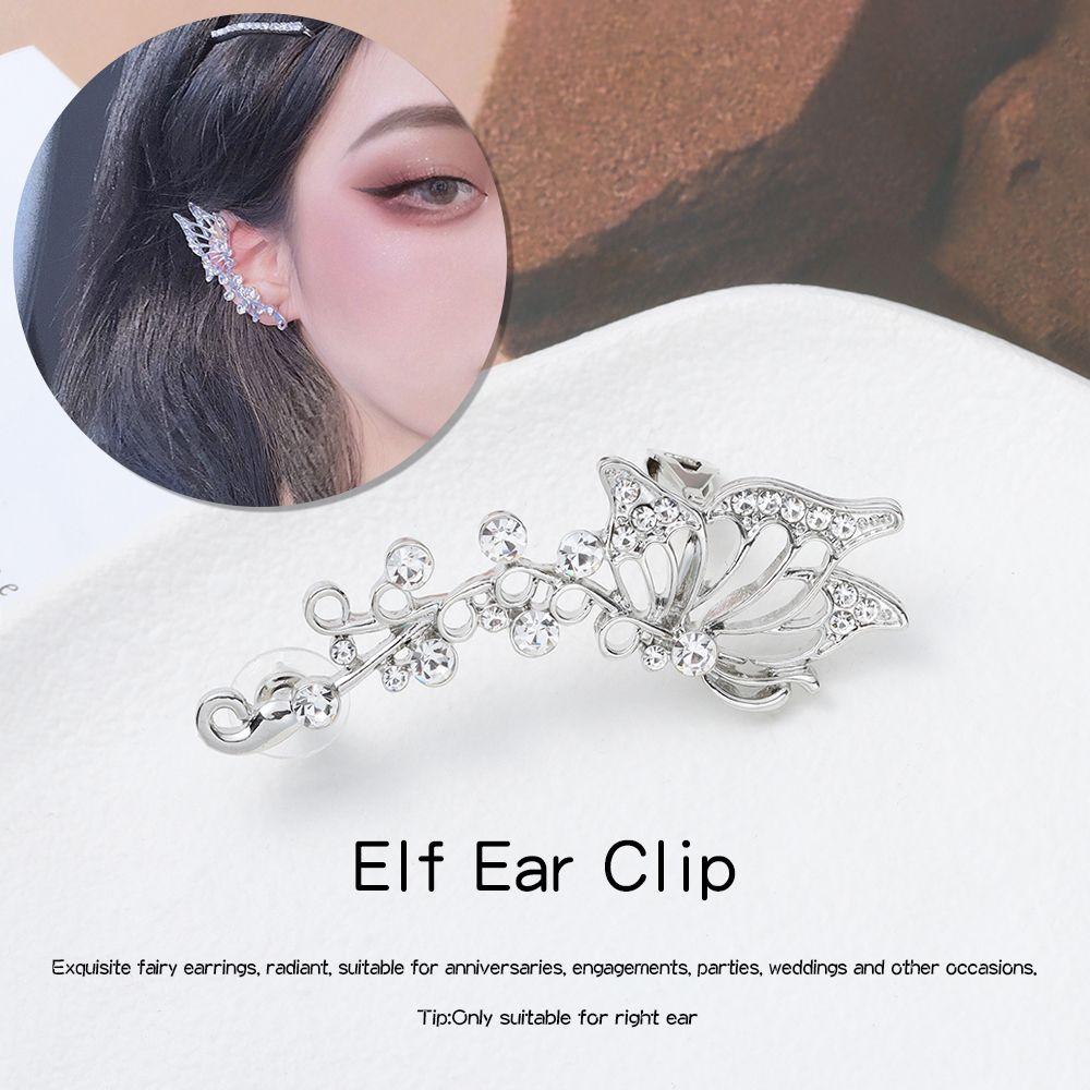 

Ювелирные изделия серебряного цвета, панк-фея-бабочка, без пирсинга, клипса для ушей эльфа, серьги-манжеты, серьги-обертывания