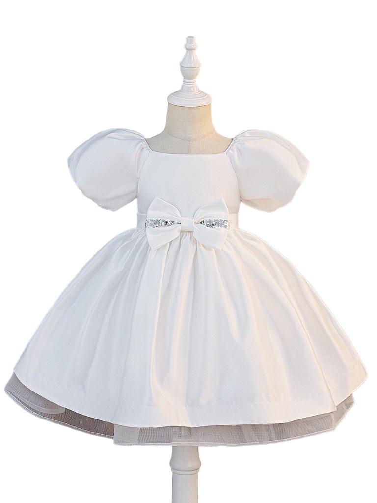 2026 Satin-Puffärmel-Prinzessinnenkleid - Geburtstag & Partykleid für Mädchen