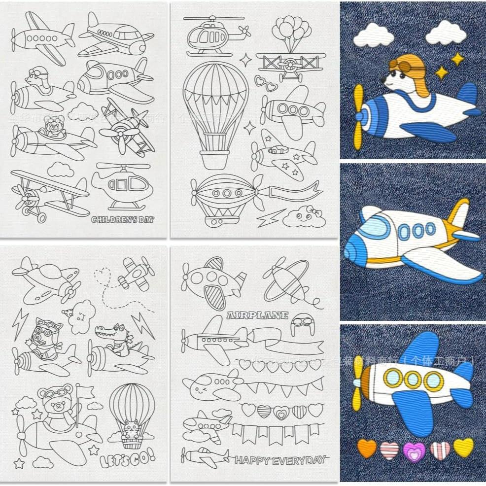 A4 Koi Fish Airplane Ball Suit Pattern Embroidery Stabilizer - Self-Adhesive Water-Soluble Nonwoven Fabric for Easy Stitching