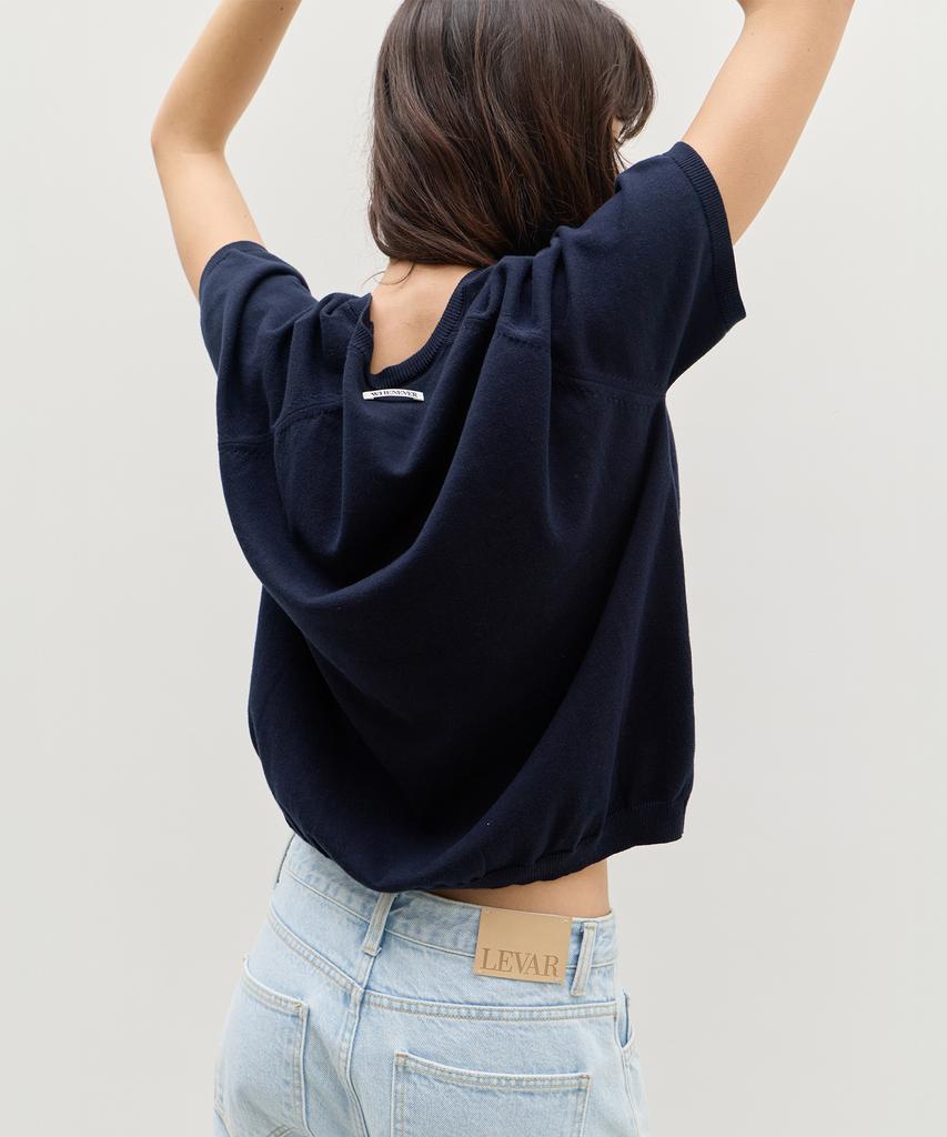 Leuba Fresh Cotton V-Neck Knit - Classic Navy