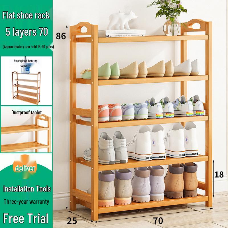 Wall-Mounted Bamboo Shoe Rack: Space-Saving, Dustproof, Multi-Layer Storage for Entryway