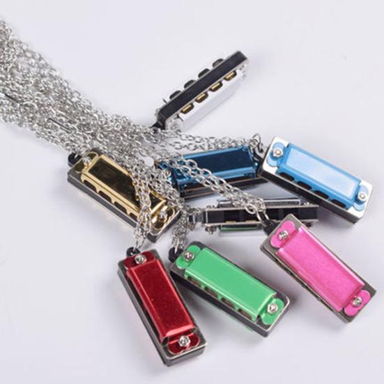 8 Tone 4 Holes Mini Harmonic Pendant Metal Musical Instrument Toys Harmonica Pendant