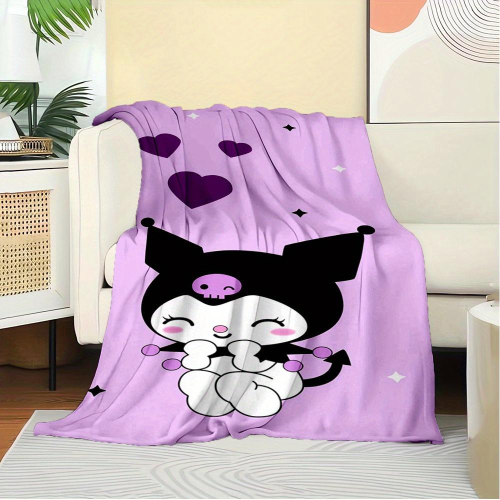 1pc cute cartoon Kuromi heart and star pattern blanket - home decoration, seasonal use, cozy, machine washable, suitable for all ages, a gif