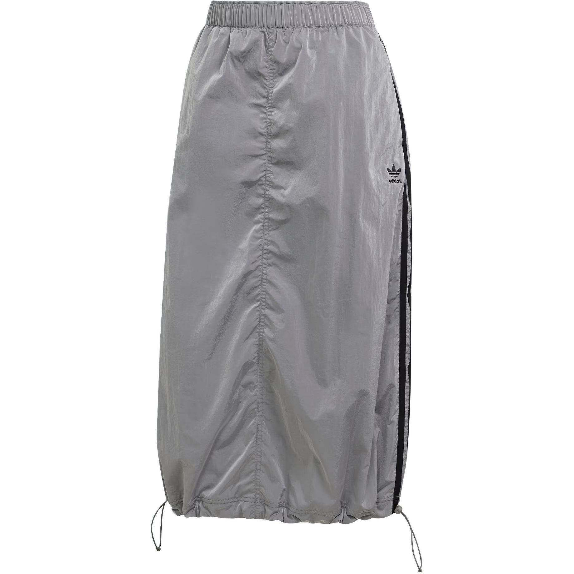 

Adidas Originals Adicolor Midi Woven Nylon Skirt With Brand Logo Three Stripes Sports Elastic Casual Long Skirt Women Skirts Ice-Grey JD2582