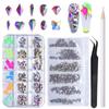 Nail DIY Decoration Nail High Silver Flat Colorful Glass AB Water 12 Grid Long Strip Box Set