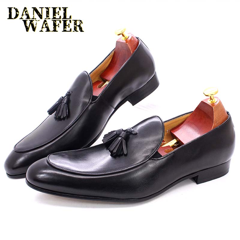 Fashion Luxury Italian Loafers Men's Dress Shoes Fashion Handmade Slip On Tassel Loafer Wedding Office Shoes Causal Loafer Shoes for Men