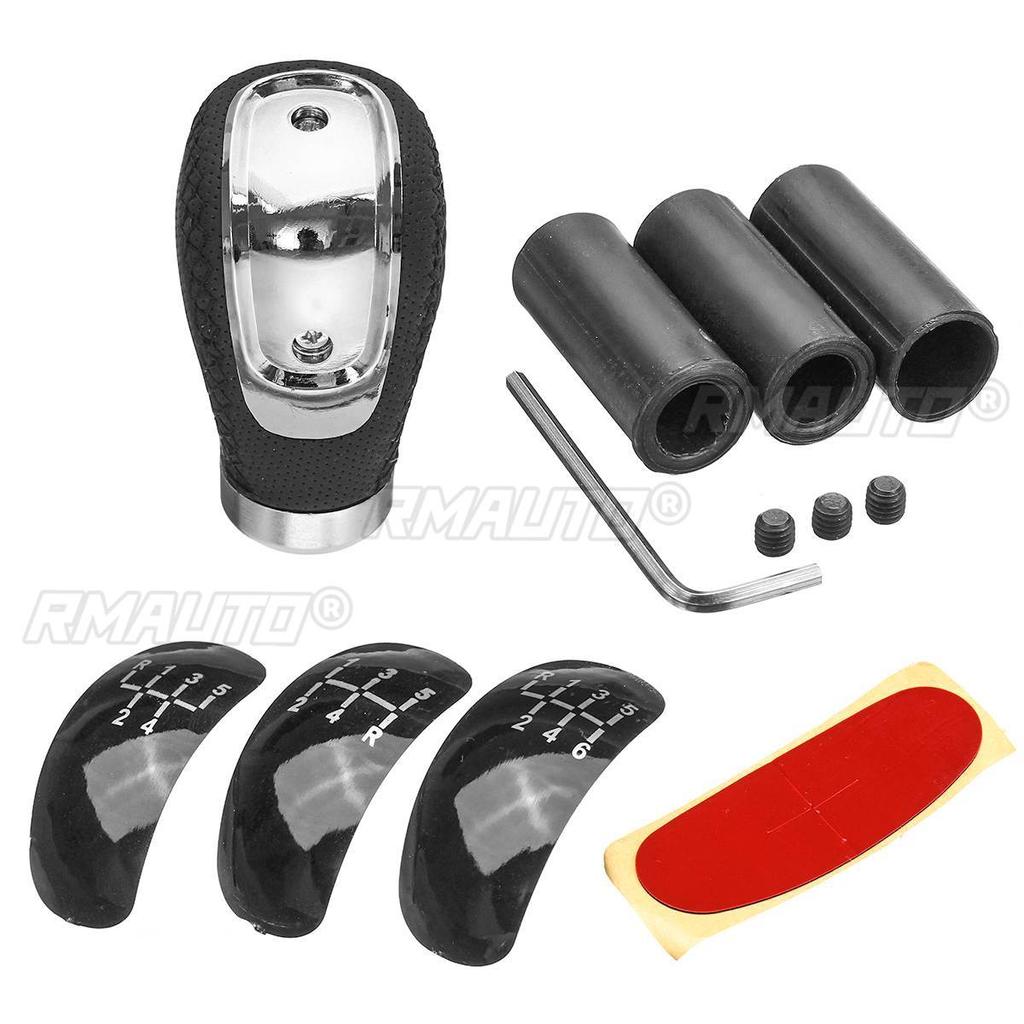 Universal Car PU Leather Gear Shift Knob Manual Transmission with Gear Knob Cap Cover 5/6 Speed Shifter Lever