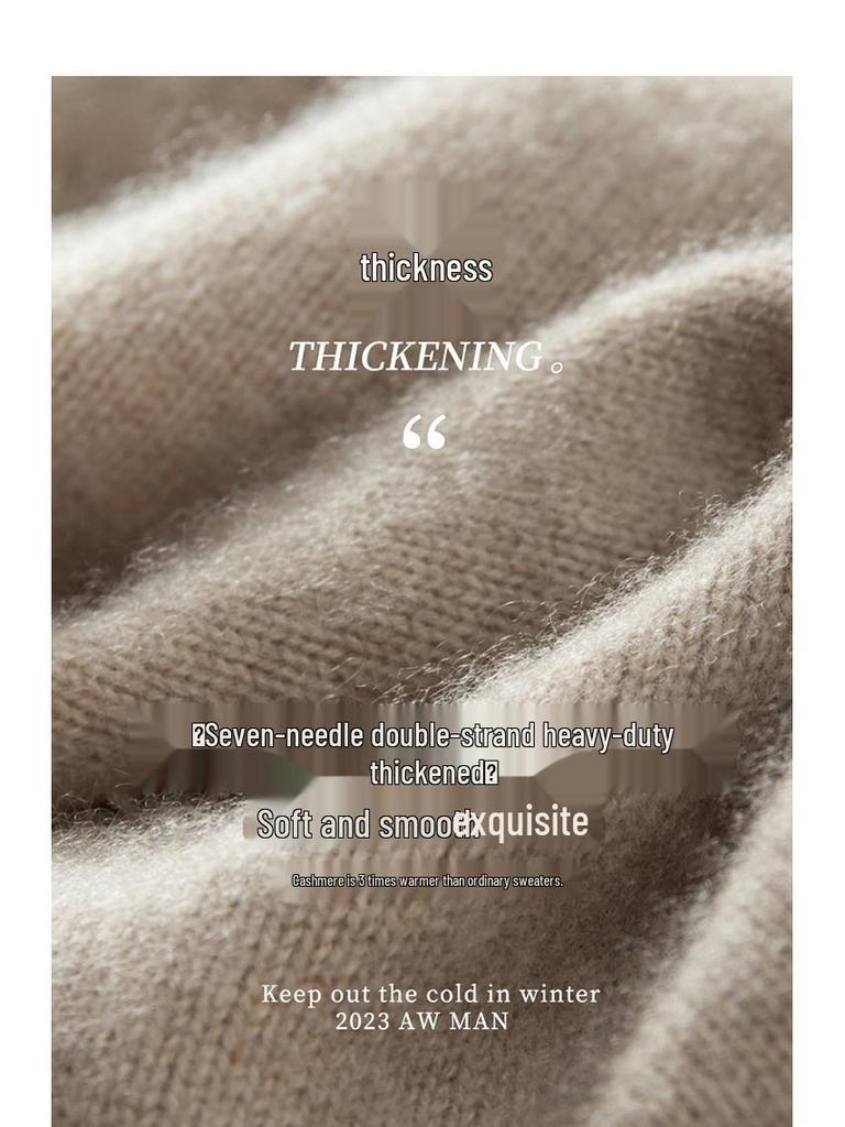 Men's Thickened Cashmere Half-High Neck Sweater - Loose Fit, Warm Knit Pullover