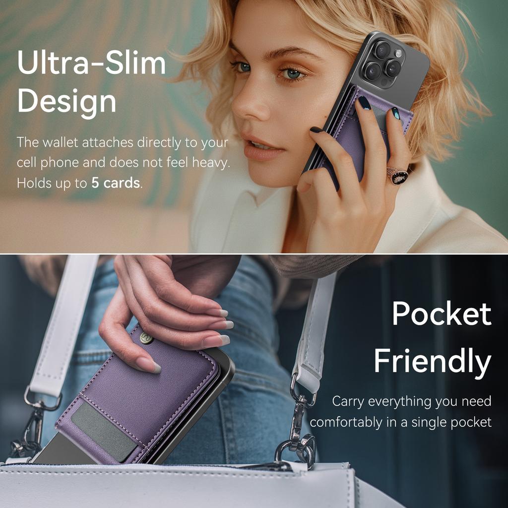 MagSafe ring magnetic card bag is suitable for iPhone17/16/15 series Apple 14/13/12 anti-theft brush leather case