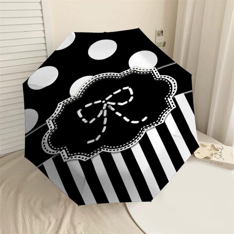 

1PC Polka Dots Stripes Umbrella-8-Rib Reinforced, Automatic Open, Lightweight & Durable, Cute Fashion Accessory for Outdoor-W183
