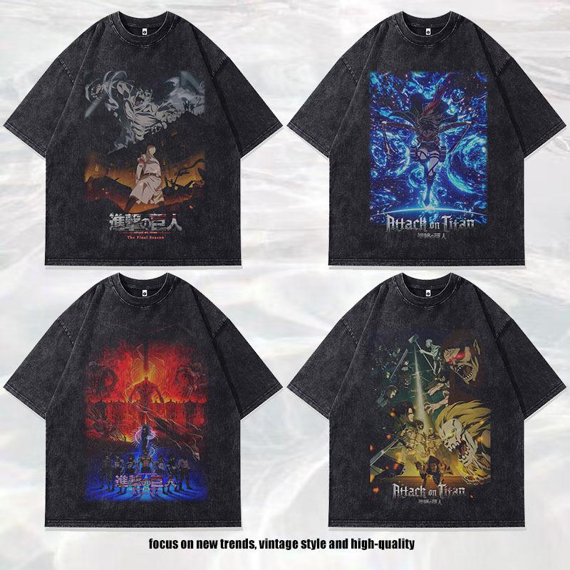 Men'S T-Shirt Couple Casual Dark Animation Digital Printing 230G Cotton Washed Short Sleeve T-Shirt Men'S