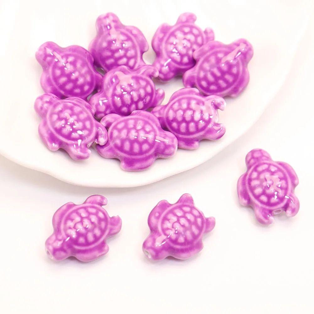 10pcs Fresh Color Ceramic Spacer Loose Beads Ceramic Jewelry Making Material Sea Turtle Bead  Women