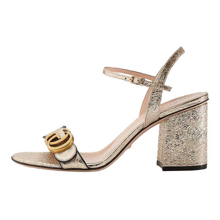 GUCCI Metālisks laminētas ādas sandales uz