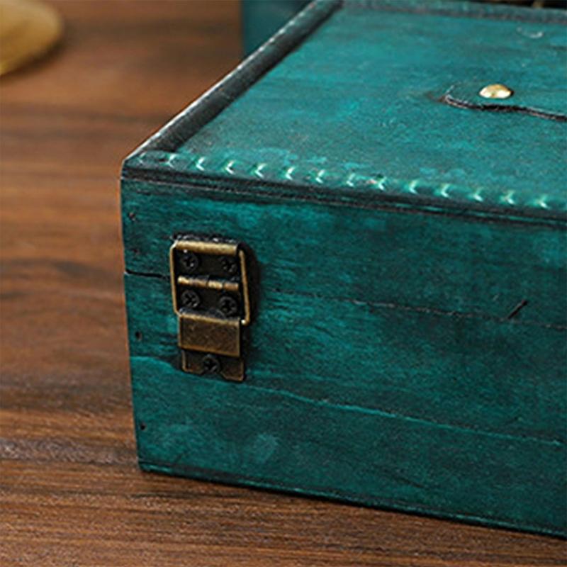 Secure Locking Wooden Storage Box with Retro Design Travel Jewelry Case for Valuables Protections In Family Homes