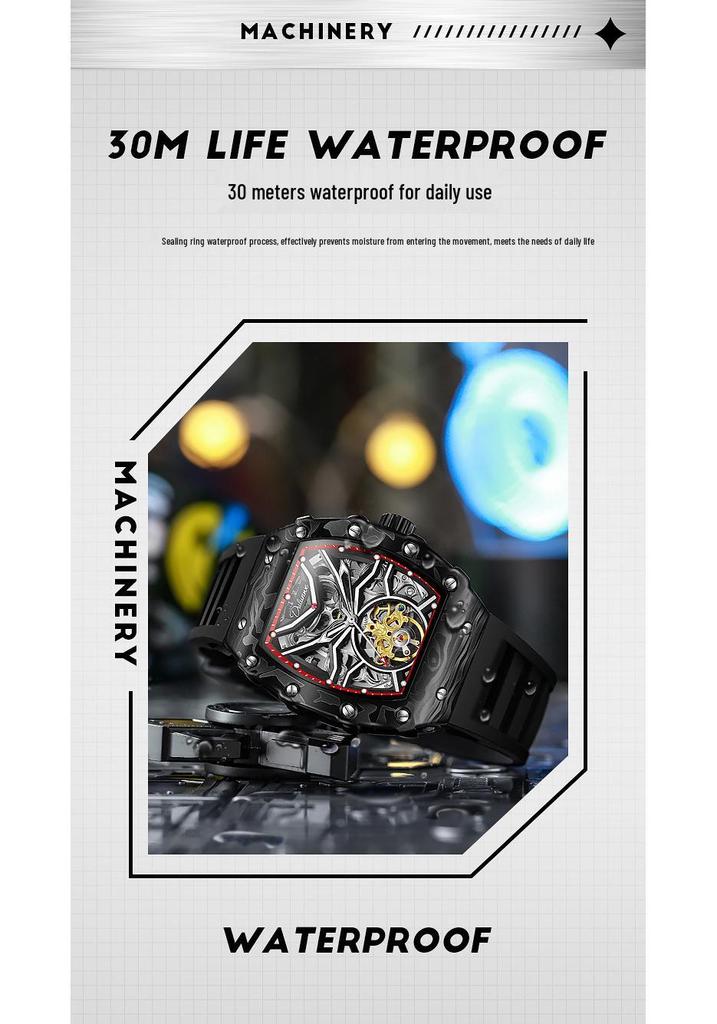 Richard Skeleton Barrel-Shaped Luminous Waterproof Men's Sports Watch