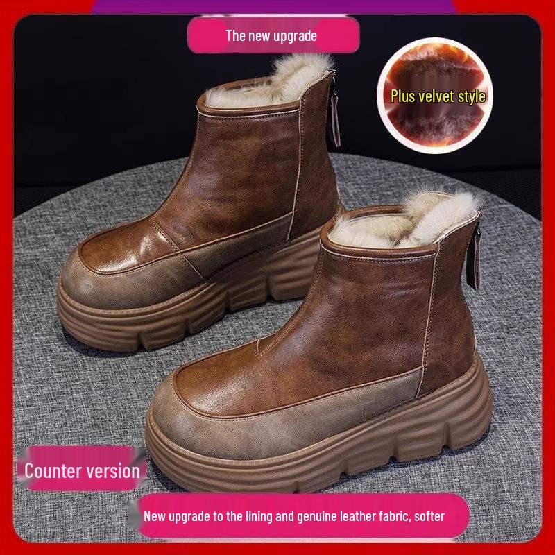 2025 Girls' Snow Boots: Winter Cotton Shoes with Fleece, Four-Season Martin Boots