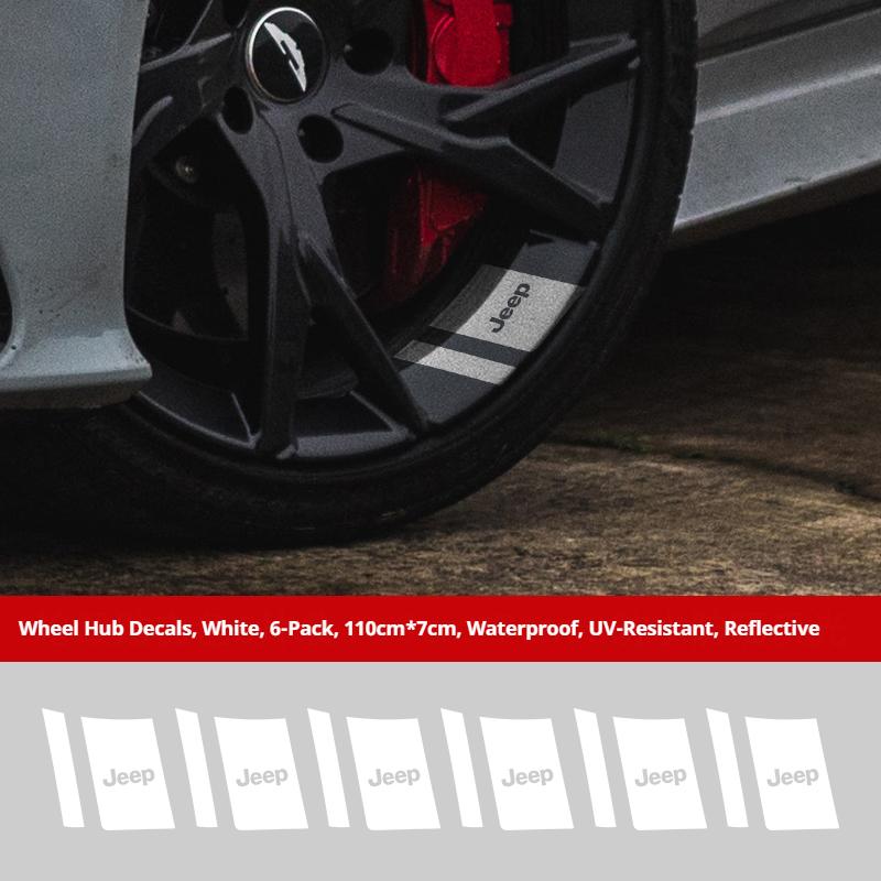 DIY Reflective Jeep Car Wheel Rim Stickers Waterproof Hub Decals for Renegade Wrangler JK Grand Cherokee Car Decor Accessories ALP1