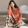 Women's Winter Pajamas Set Korean Version 18 Colors Long Sleeve Loose Fit Large Size Comfortable Sleepwear Two Piece Homewear Suit