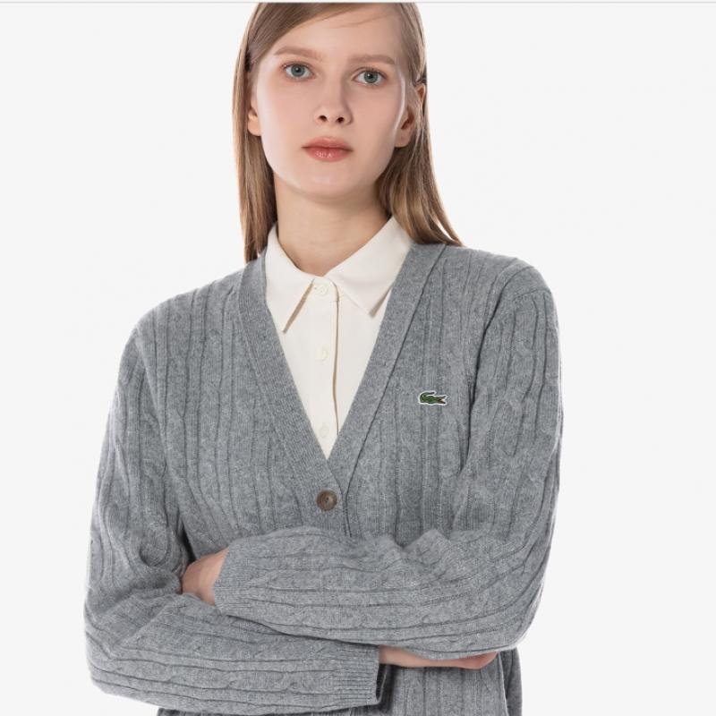 Lacoste Cardigan Dama Tricot Cablu Decolteu V Af299e 54n Uwc q2nAf299e 54nUwc