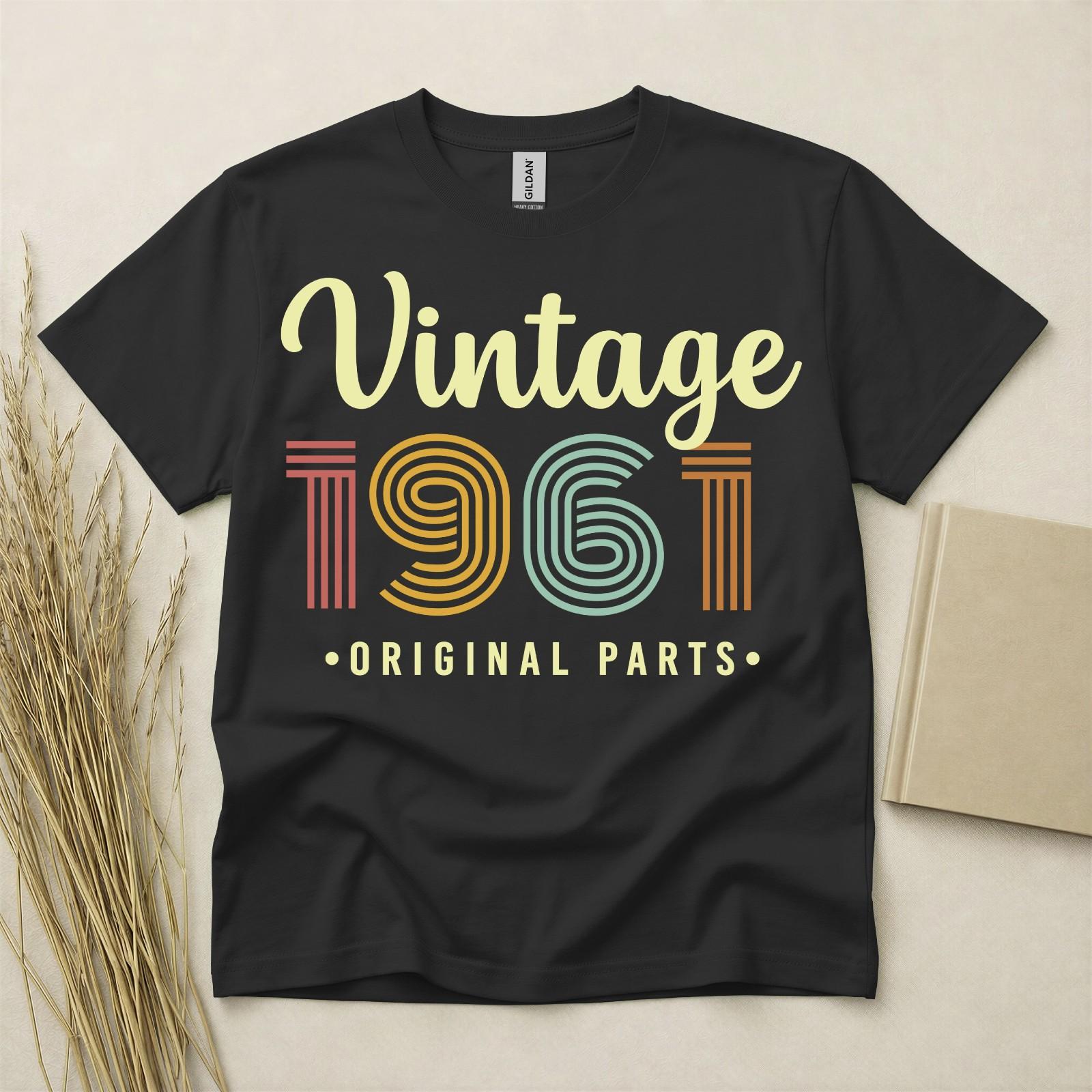 65th Birthday TShirt Born In 1961 65 Years Old Gifts Vintage 1961 Original Parts S