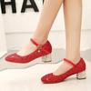 Girls Shoes Children High Heel Glitter Crystal Sandals Fashion Buckle Kids Princess Dance Shoe Student Performance Leather Shoes